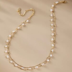 Anthropologie Double Chain Pearl Necklace